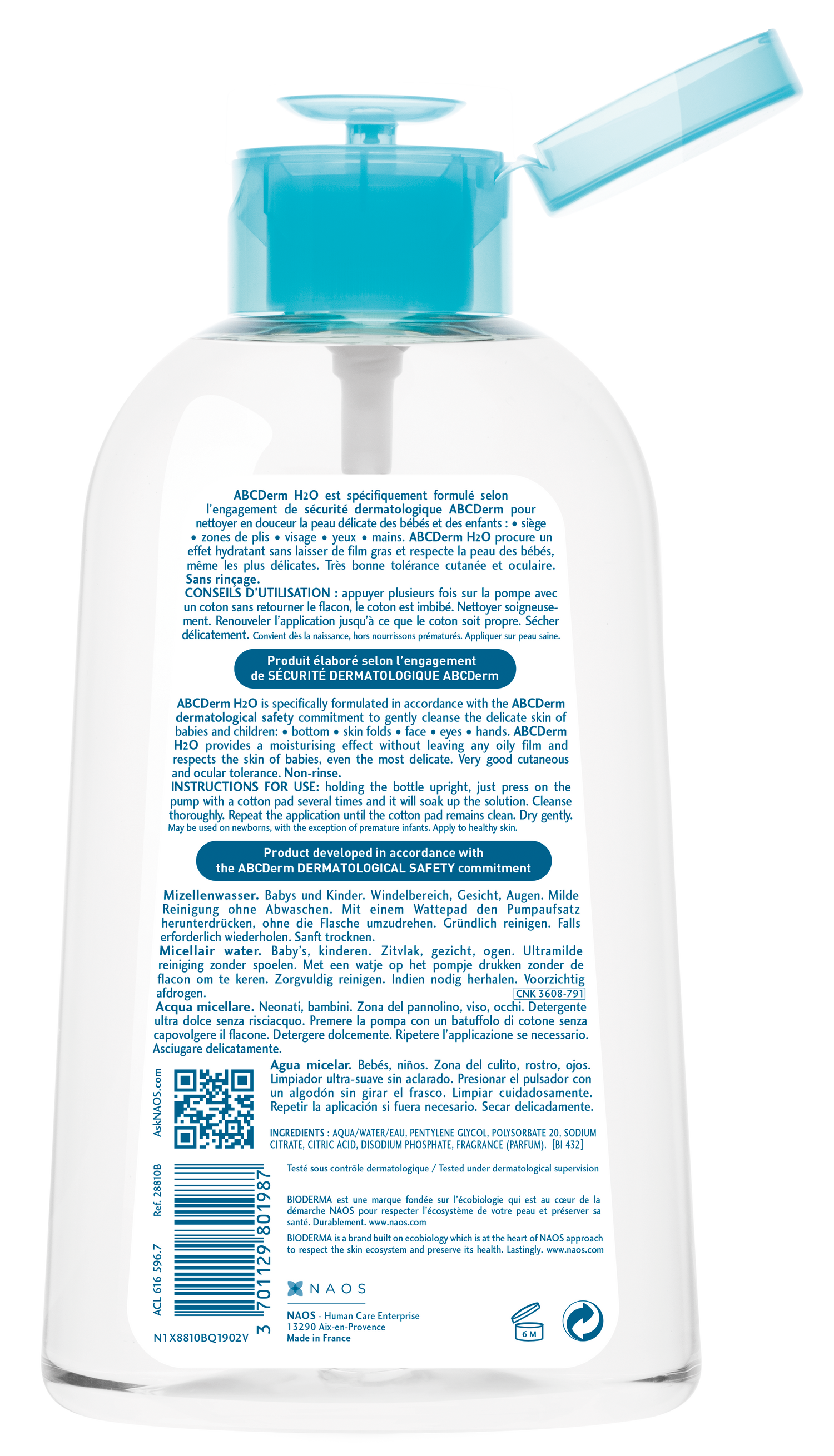 Bioderma ABCDerm H20 Micelle Solution for Sensitive Skin 1L