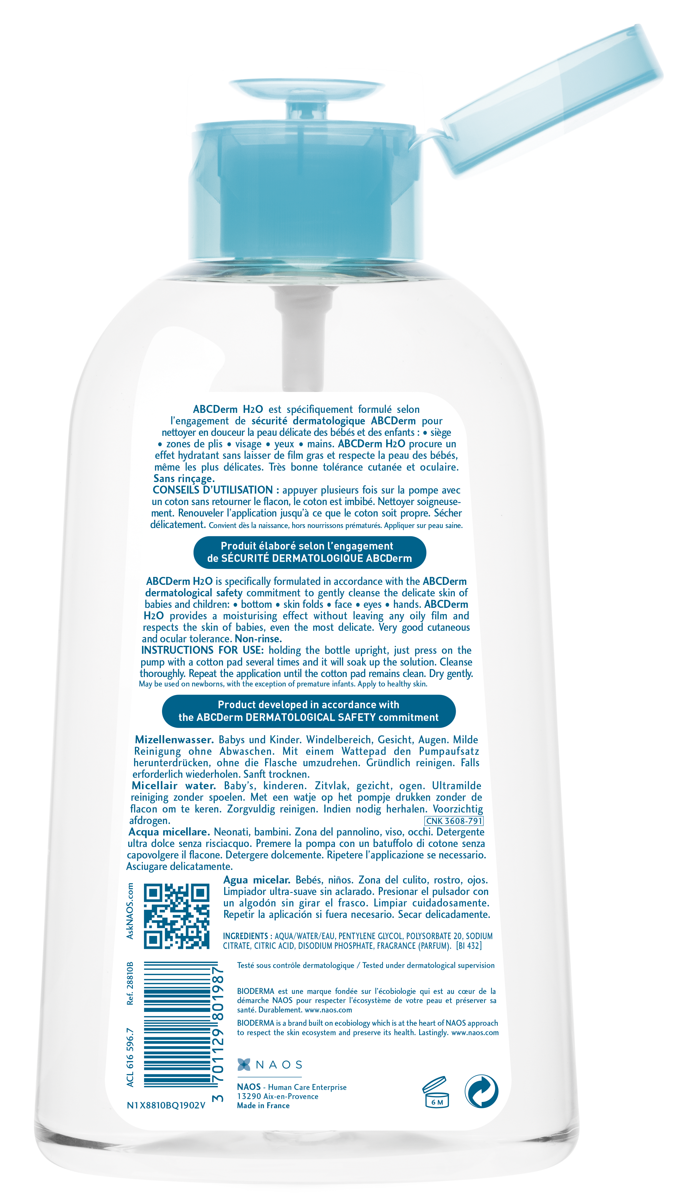 Bioderma ABCDerm H20 Micelle Solution for Sensitive Skin 1L