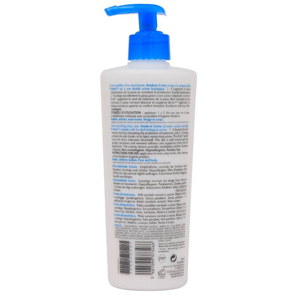 Bioderma Atoderm Cream Pump for Normal to Dry Sensitive Skin 500ml