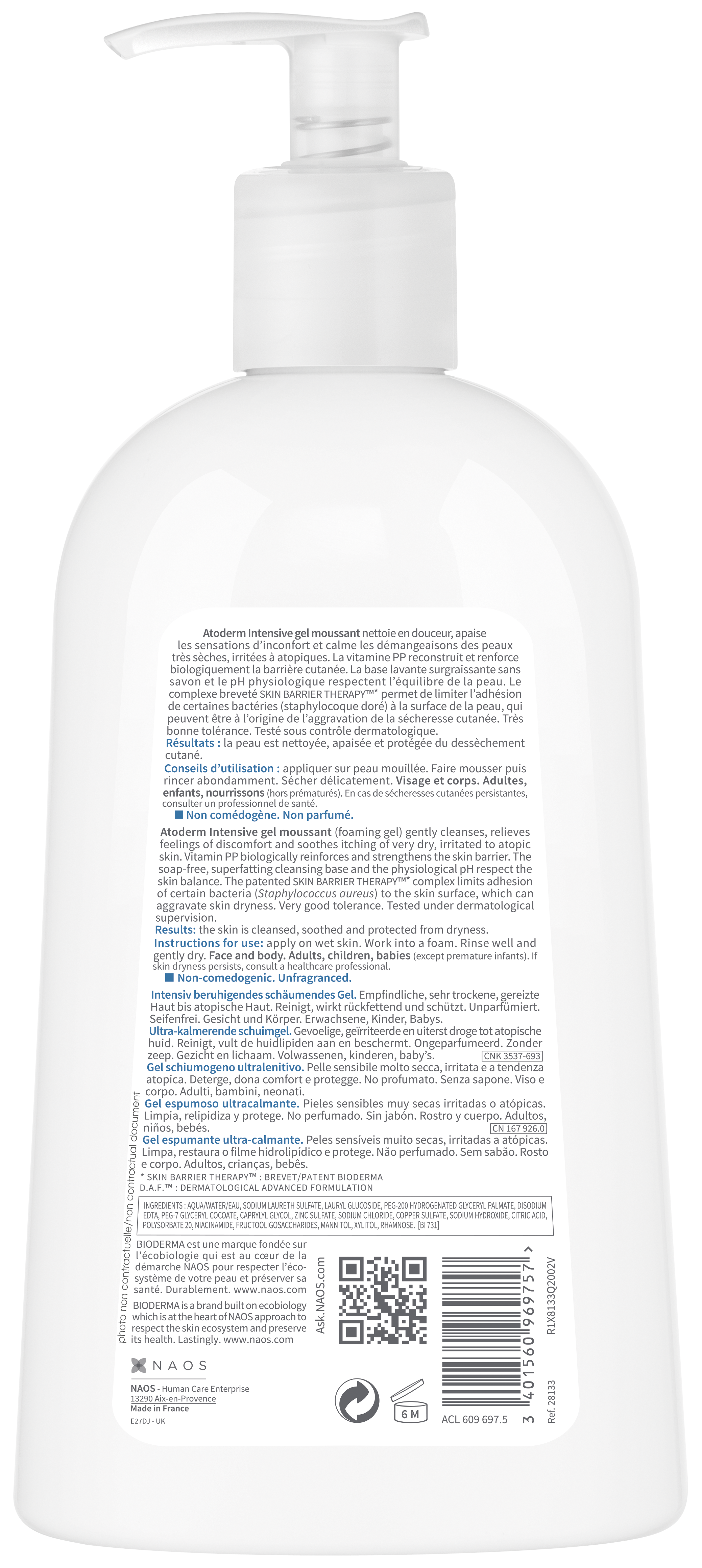 Bioderma Atoderm Intensive Foaming Gel for Face & Body 500ml