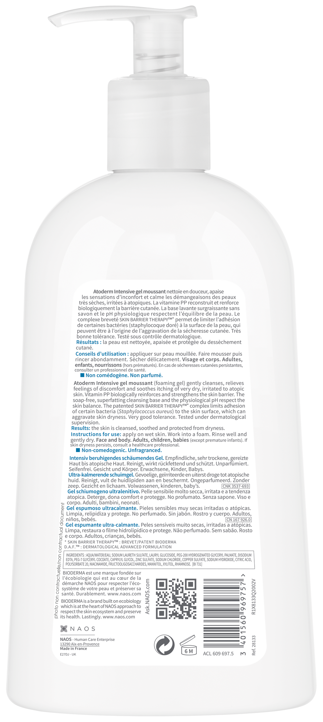 Bioderma Atoderm Intensive Foaming Gel for Face & Body 500ml
